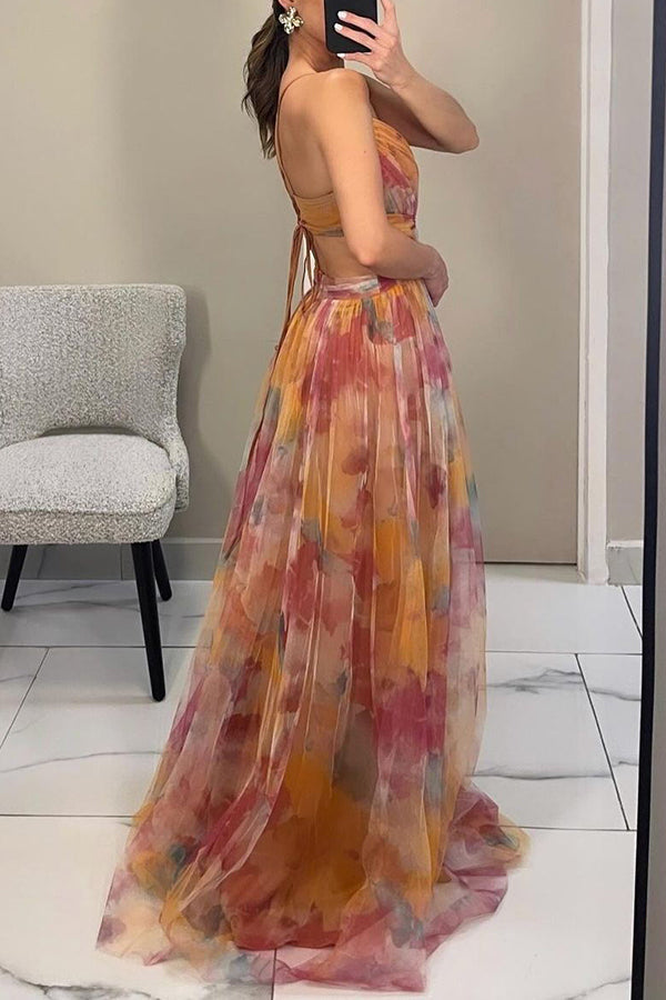 Vestido Largo Estampado de Tirantes para Mujer