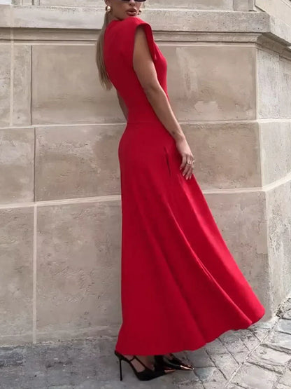 Vestido Largo Elegante de Corte Acampanado para Mujer