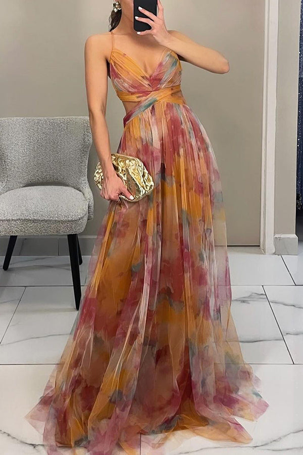 Vestido Largo Estampado de Tirantes para Mujer