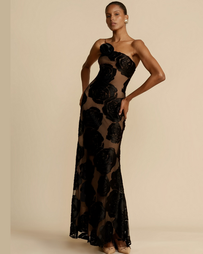 Vestido Largo de Encaje Sin Tirantes para Mujer