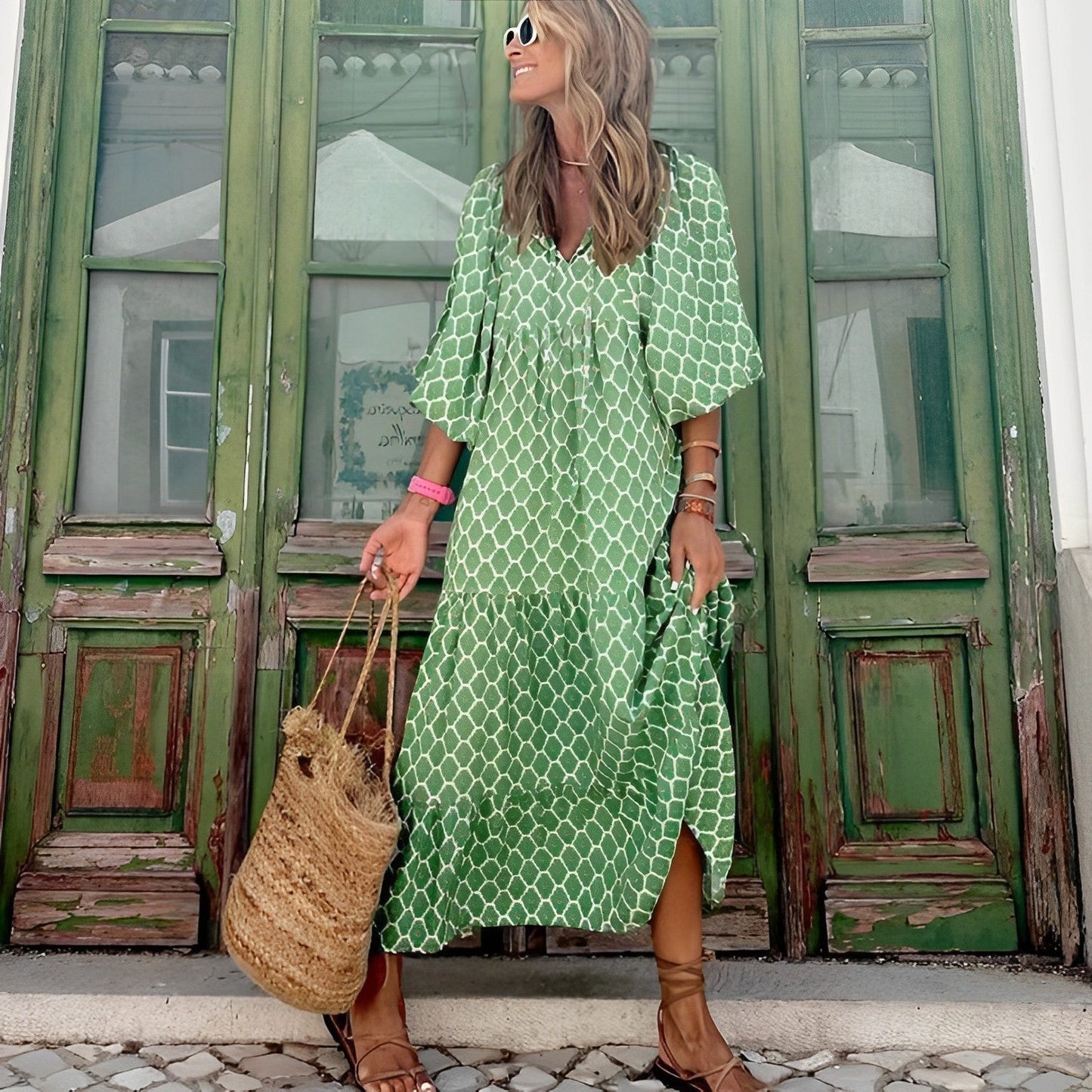 Vestido Largo Estampado de Corte Holgado para Mujer