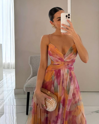 Vestido Largo Estampado de Tirantes para Mujer