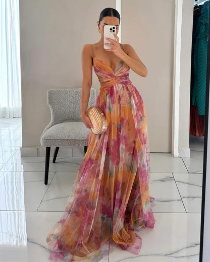 Vestido Largo Estampado de Tirantes para Mujer