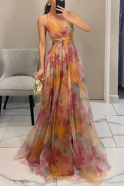 Vestido Largo Estampado de Tirantes para Mujer