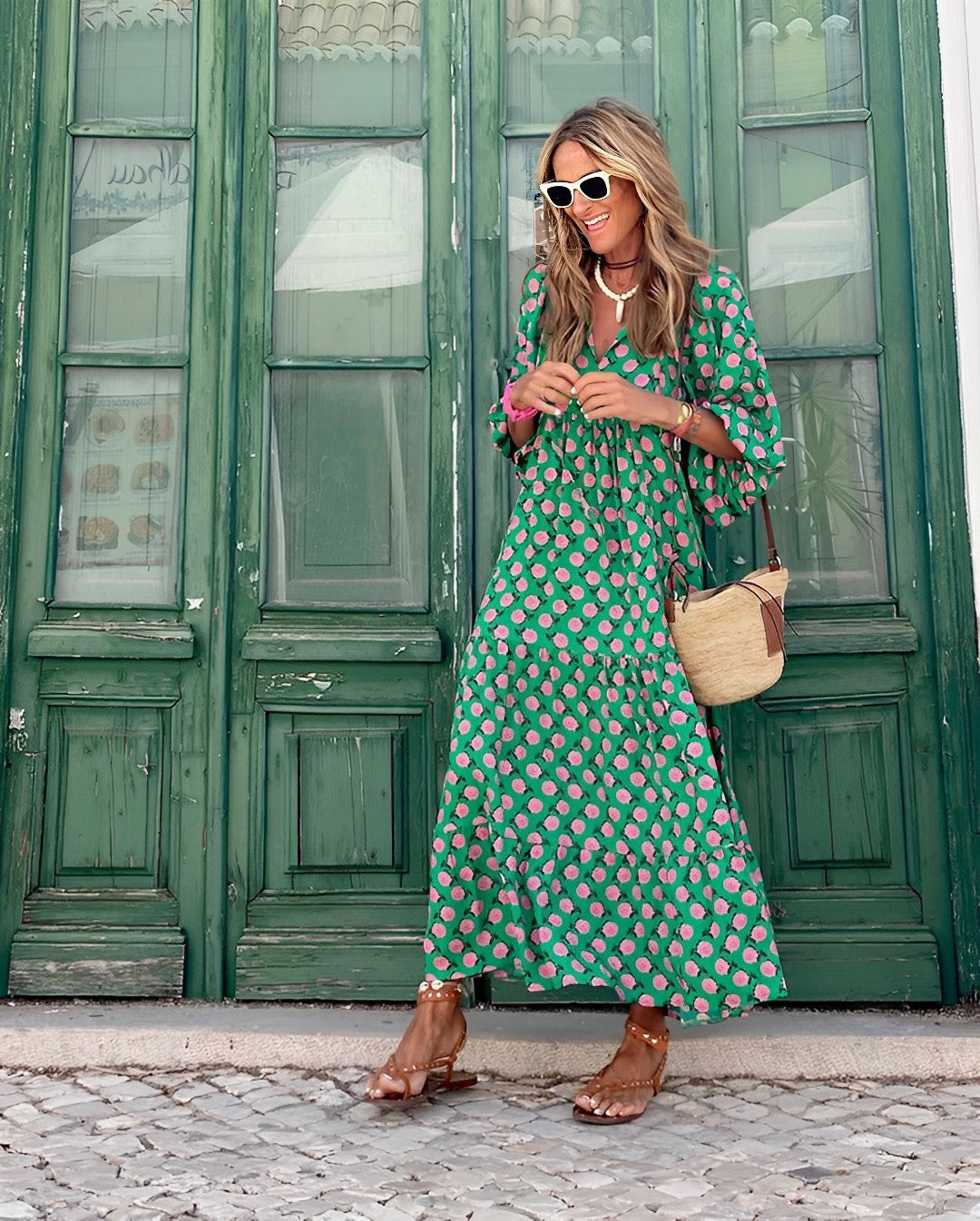 Vestido Largo Estampado de Corte Holgado para Mujer