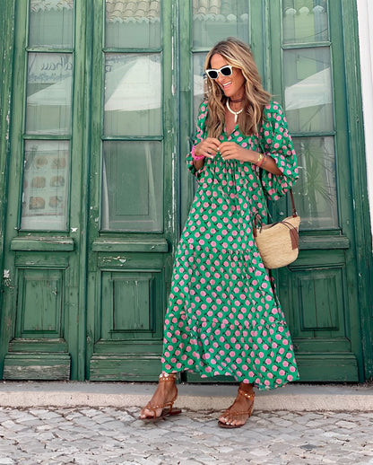 Vestido Largo Estampado de Corte Holgado para Mujer