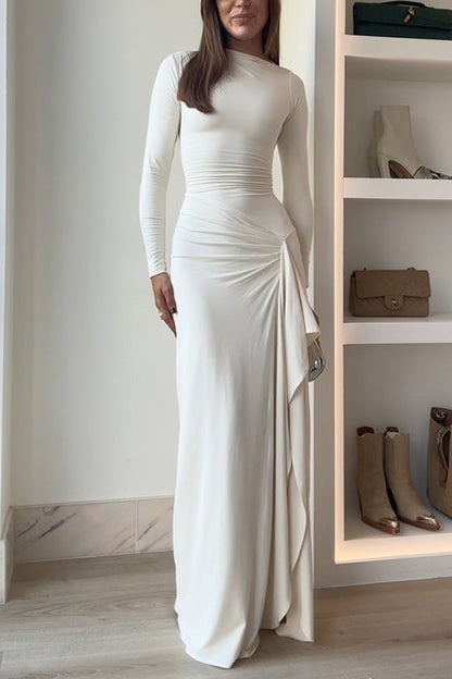 Vestido Largo Elegante de Manga Larga para Mujer