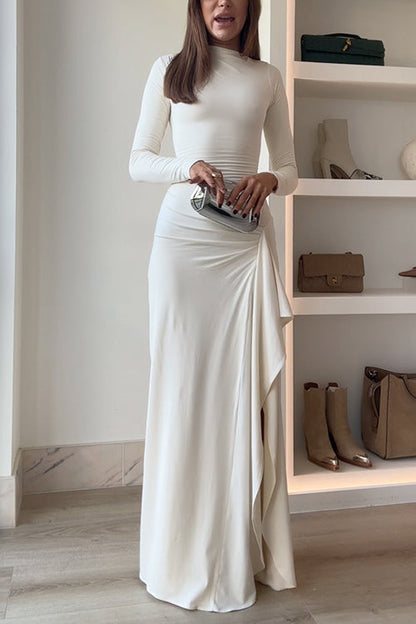 Vestido Largo Elegante de Manga Larga para Mujer